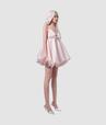 Pink strapless dress to flatter the bust